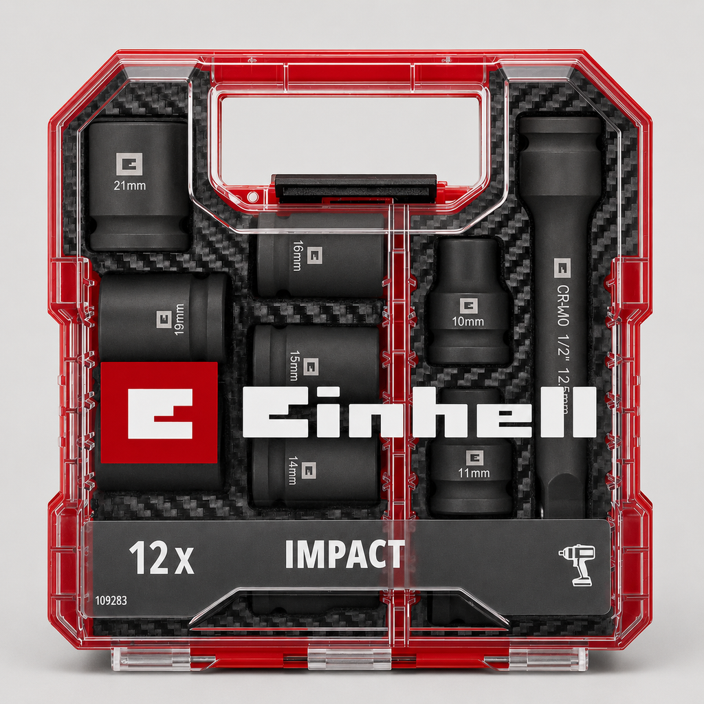 Set Bussole Impact 12 Pezzi EINHELL PROFESSIONAL IMPACT CrMo STEEL 1/2" SOCKET SET