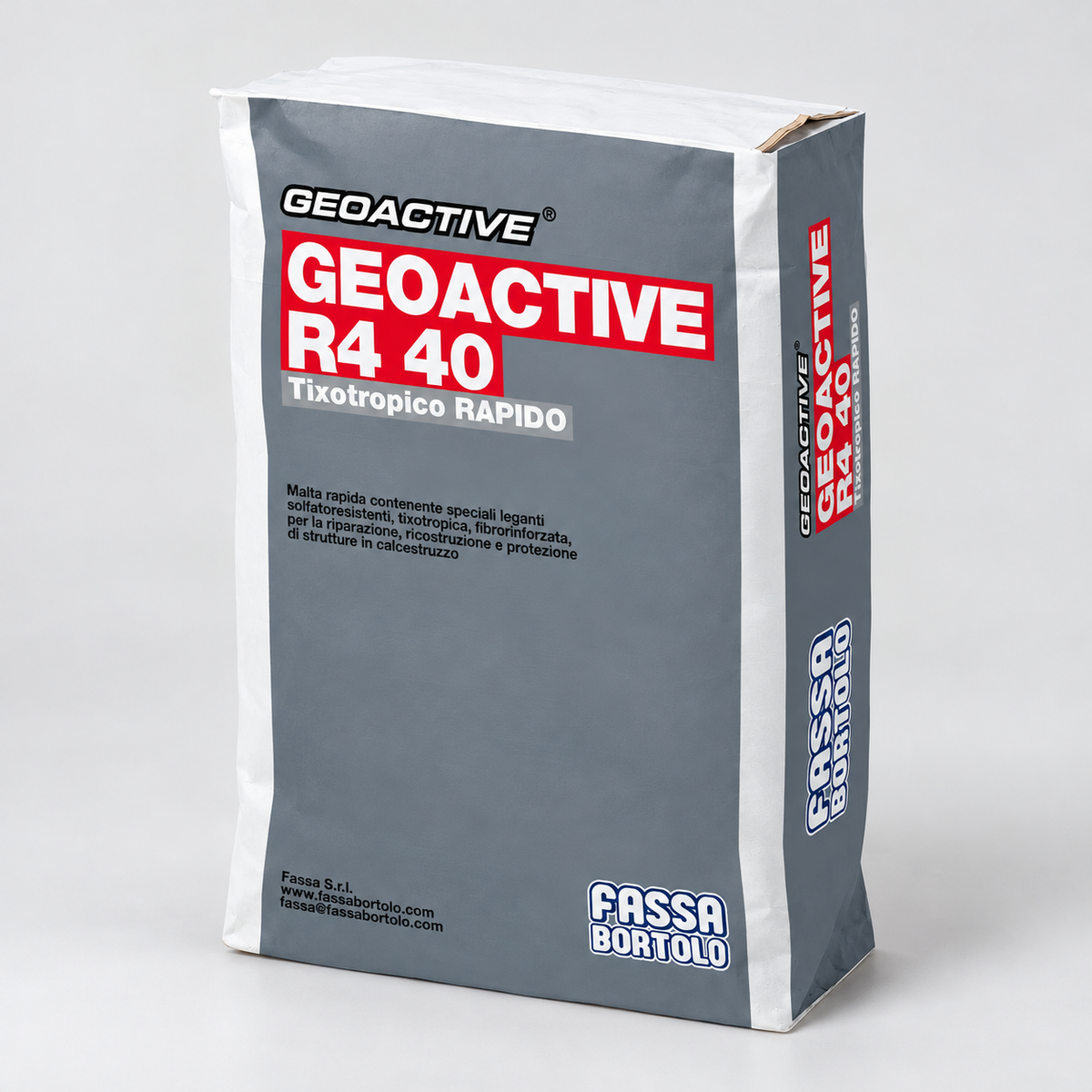 Malta Rapida Tixotropica Fibrorinforzata GEOACTIVE R4 40 per Ripristino Calcestruzzo 25 kg (RITIRO IN NEGOZIO)