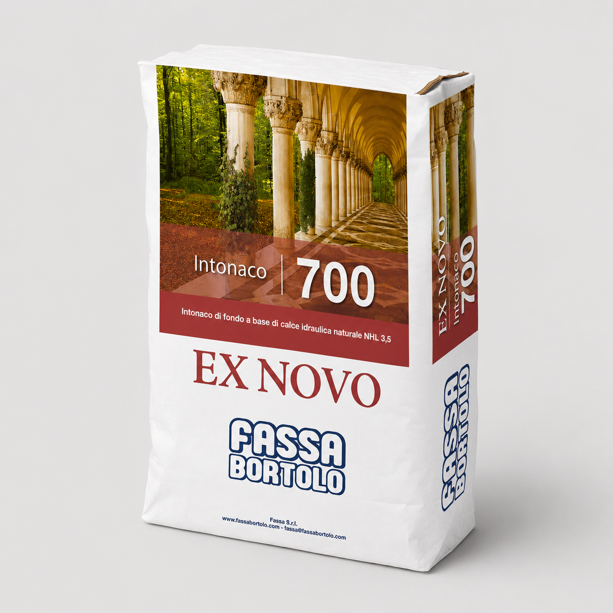 Bio-Intonaco di fondo Fassa 700 Ex Novo a base di calce idraulica 25Kg