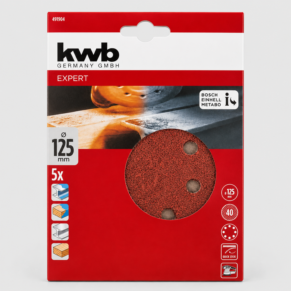 Dischi Abrasivi Quick-Stick Ø 125 mm Grana 40 – Confezione da 5 Pezzi