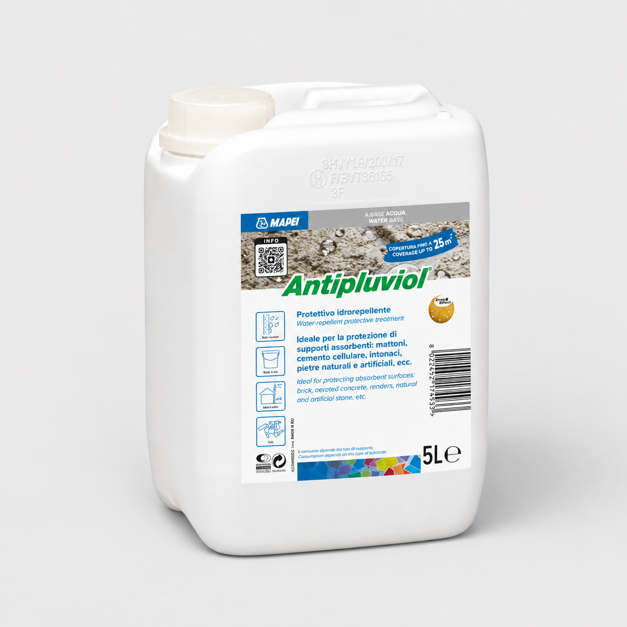 Impregnante Idrorepellente Protettivo per Superfici Assorbenti MAPEI Antipluviol 5Kg