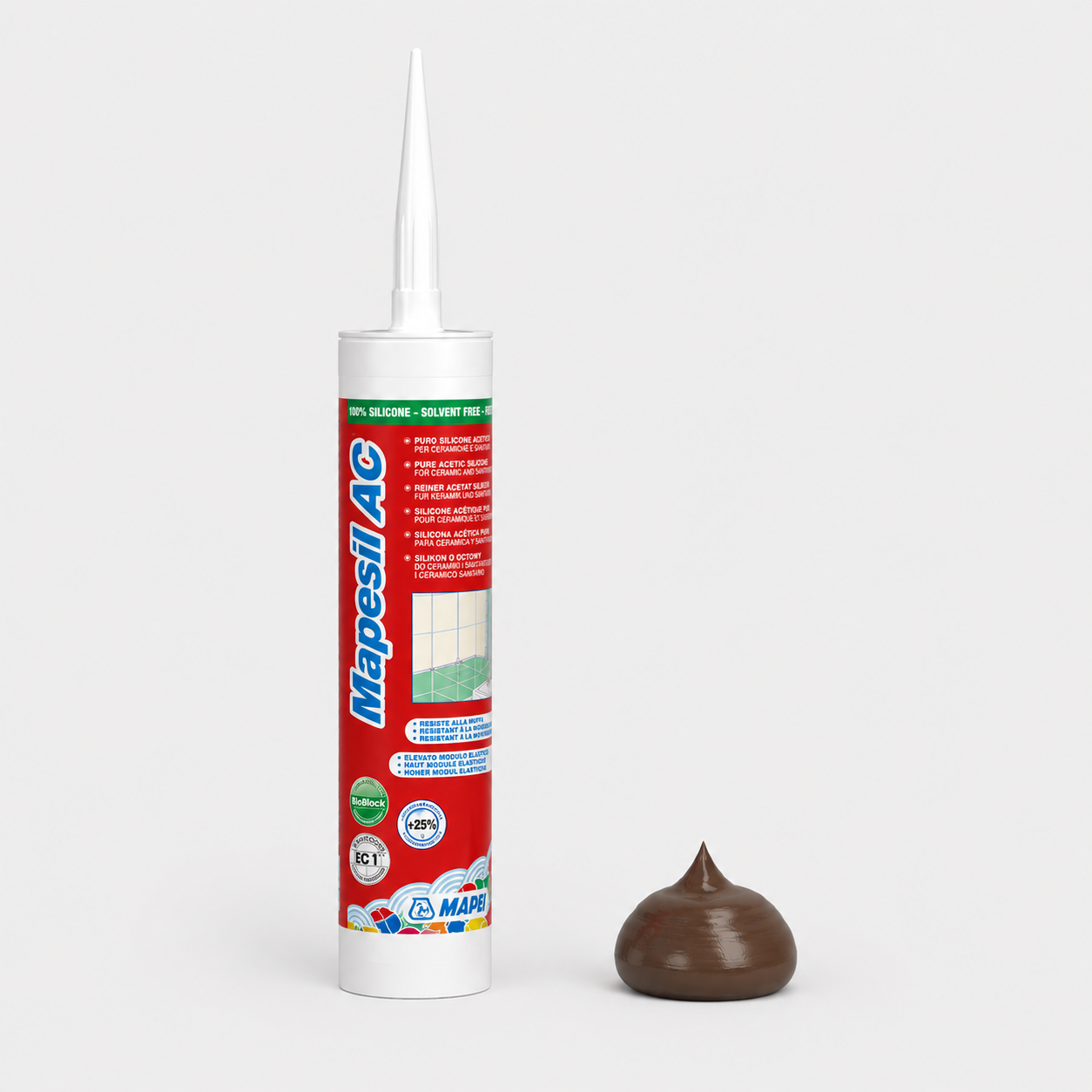 Sigillante Siliconico Acetico Antimuffa ad Alta Elasticità Mapei Mapesil AC - 144 Cioccolato