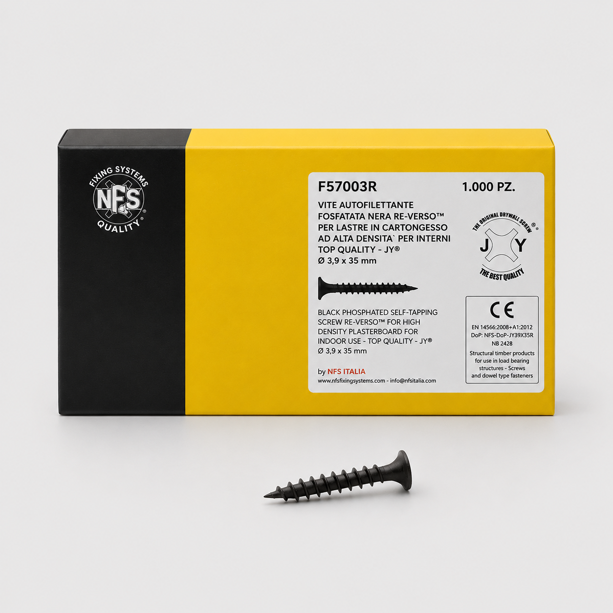 Vite autofilettante fosfatasi nera RE-VERSO™ JY® per lastre cartongesso alta densità 3,9 x 35 mm