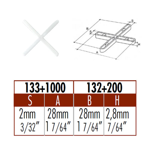 Distanziatori a croce Raimondi fuga 2mm 1000 pezzi