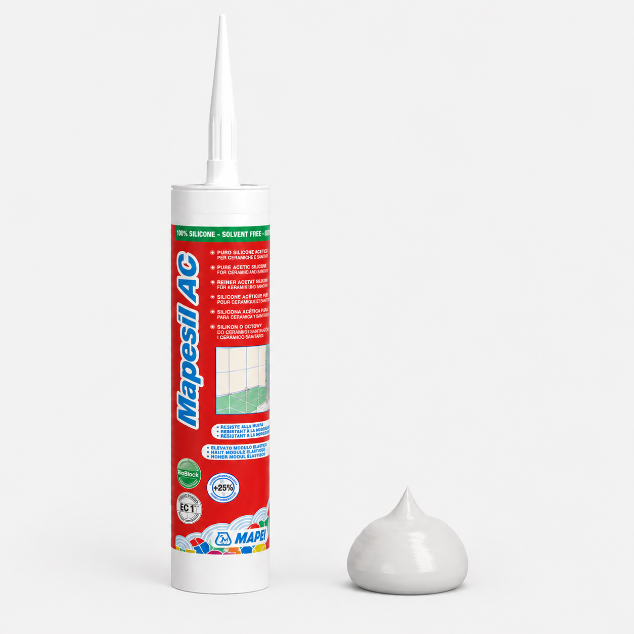 Sigillante Siliconico Acetico Antimuffa ad Alta Elasticità Mapei Mapesil AC - 110 Manhattan 2000