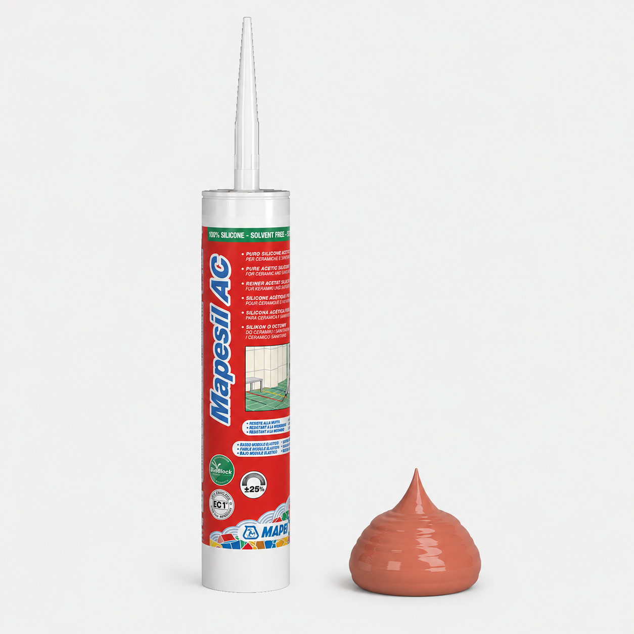 Sigillante Siliconico Acetico Antimuffa ad Alta Elasticità Mapei Mapesil AC - 145 Terracotta