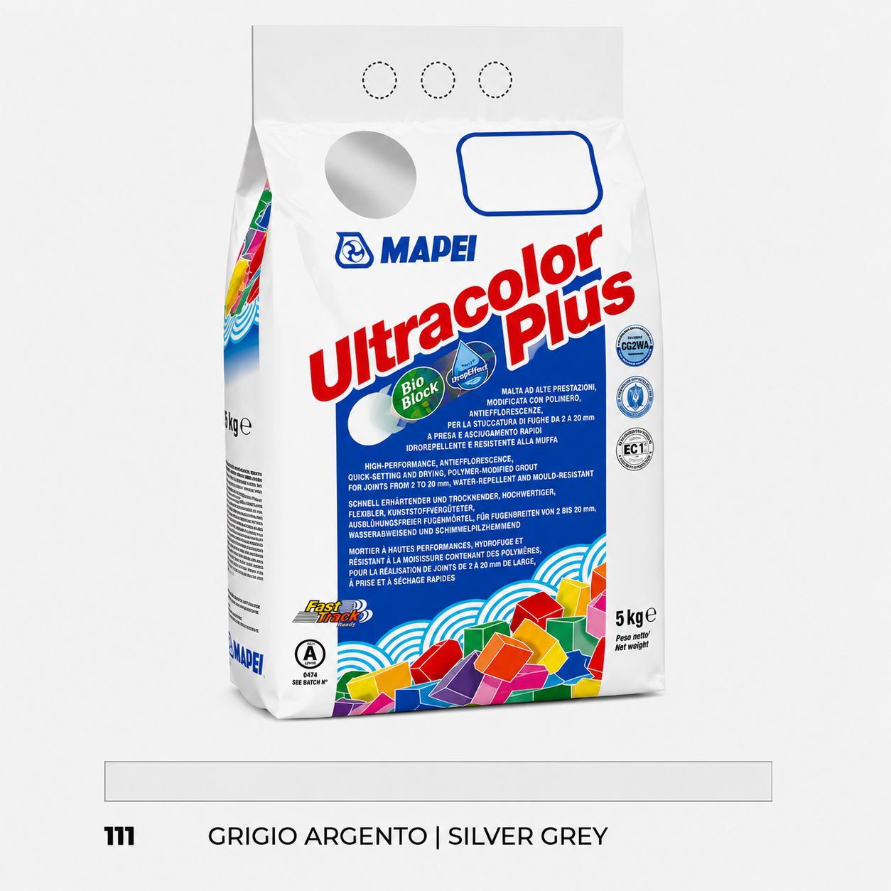 Stucco Cementizio Antimuffa e Idrorepellente ad Alte Prestazioni Mapei Ultracolor Plus – 111 Grigio argento