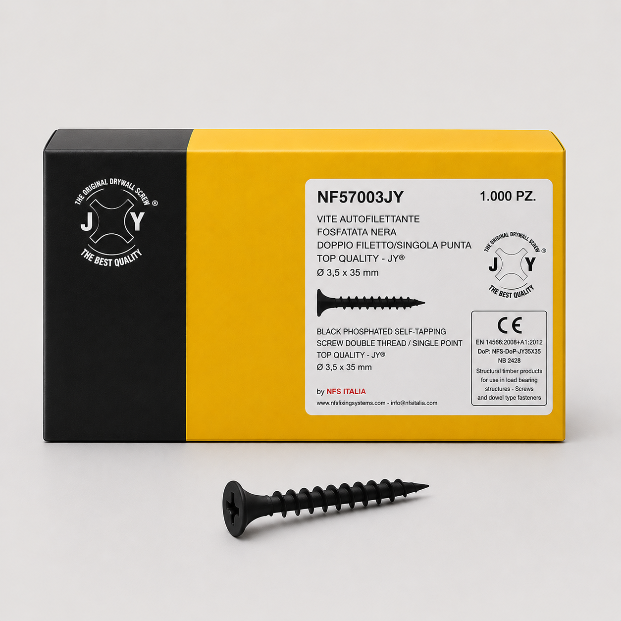 Vite autofilettante fosfatata nera  JY® doppio filetto  3,5x 35 mm
