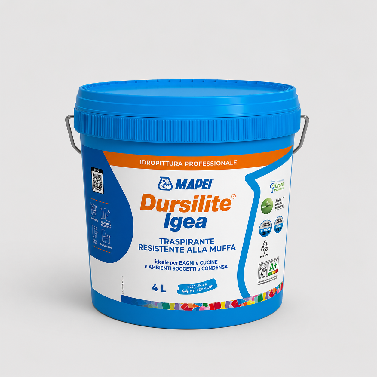 Idropittura traspirante antimuffa Mapei DURSILITE IGEA 4Litri
