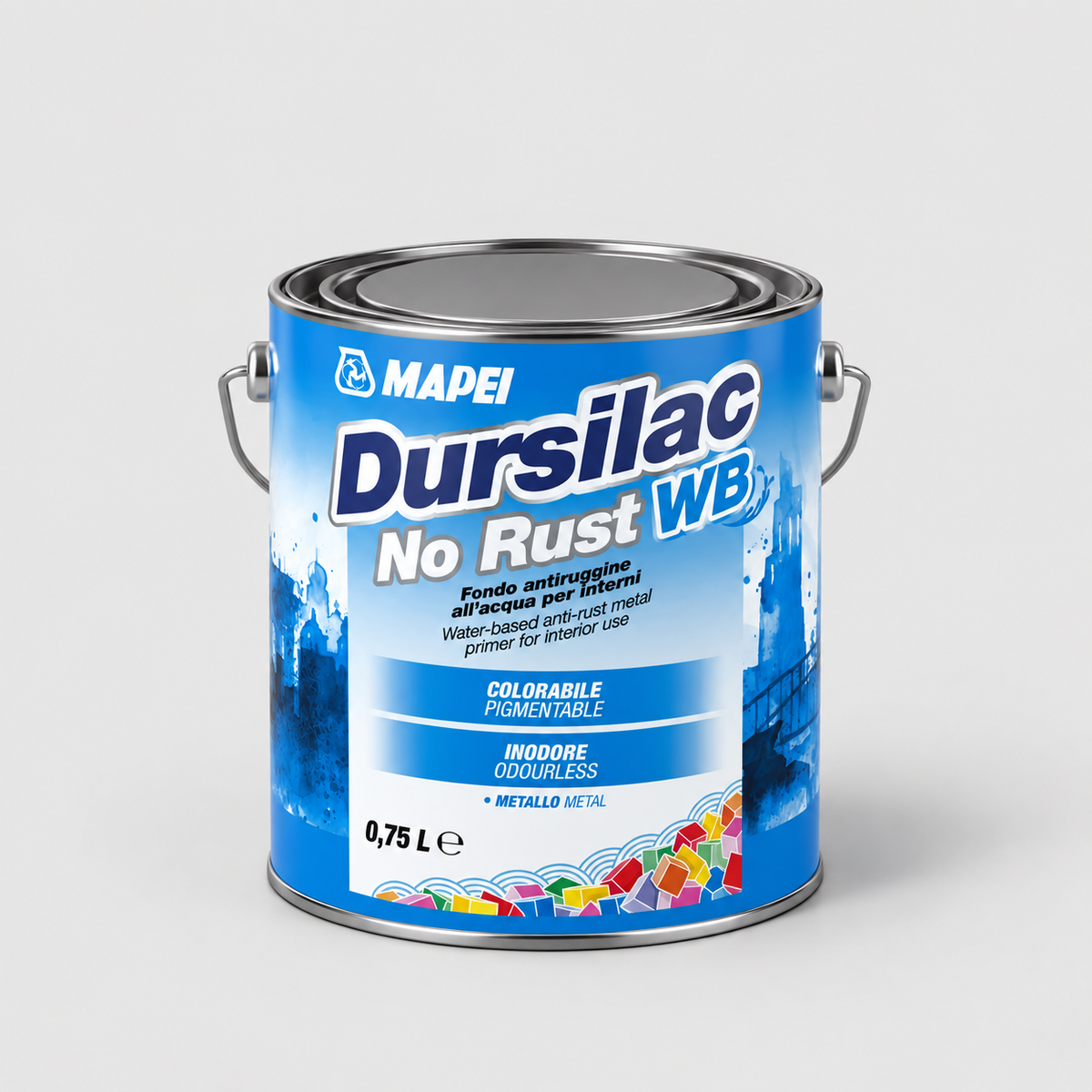 Fondo Antiruggine all’Acqua per Interni Dursilac No Rust WB Mapei 0,75