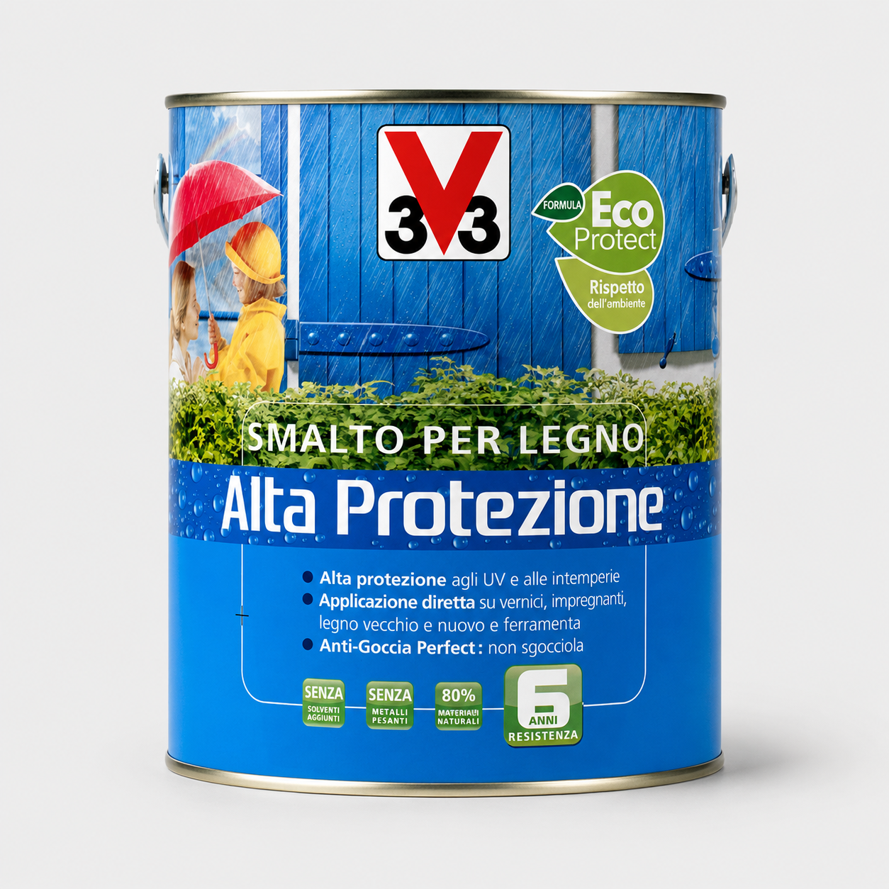 Smalto per legno all'acqua Alta Protezione Bianco Ghiaccio 2,5Litri