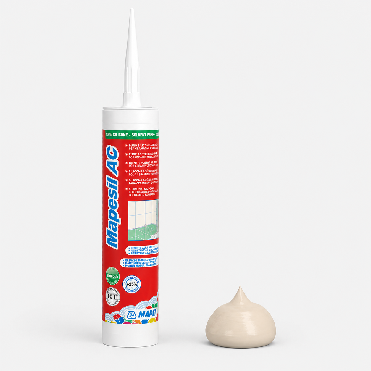 Sigillante Siliconico Acetico Antimuffa ad Alta Elasticità Mapei Mapesil AC - 130 Jasmine