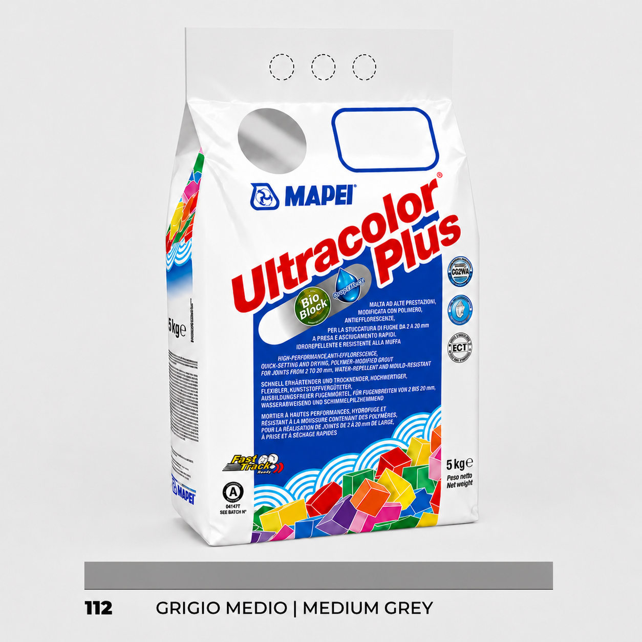 Stucco Cementizio Antimuffa e Idrorepellente ad Alte Prestazioni Mapei Ultracolor Plus – 112 Grigio Medio
