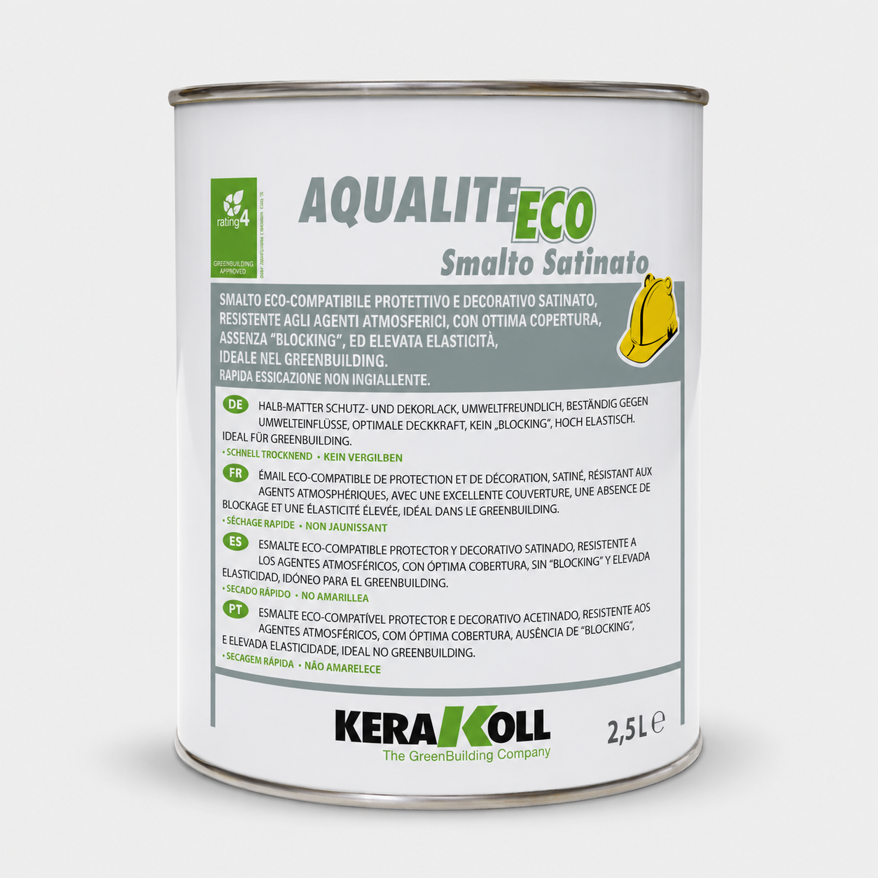 Smalto Protettivo e Decorativo all’Acqua Kerakoll Aqualite Eco Smalto Satinato 2,5Litri Bianco (Copia)