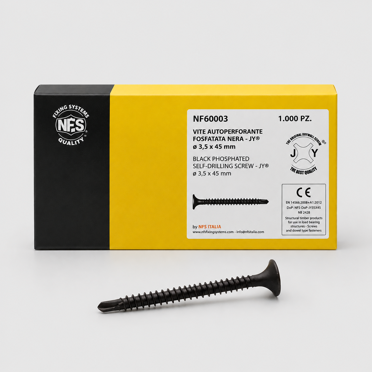 Vite autoperforante JY Akifix fosfatata nera o 3,5 x 45 mm