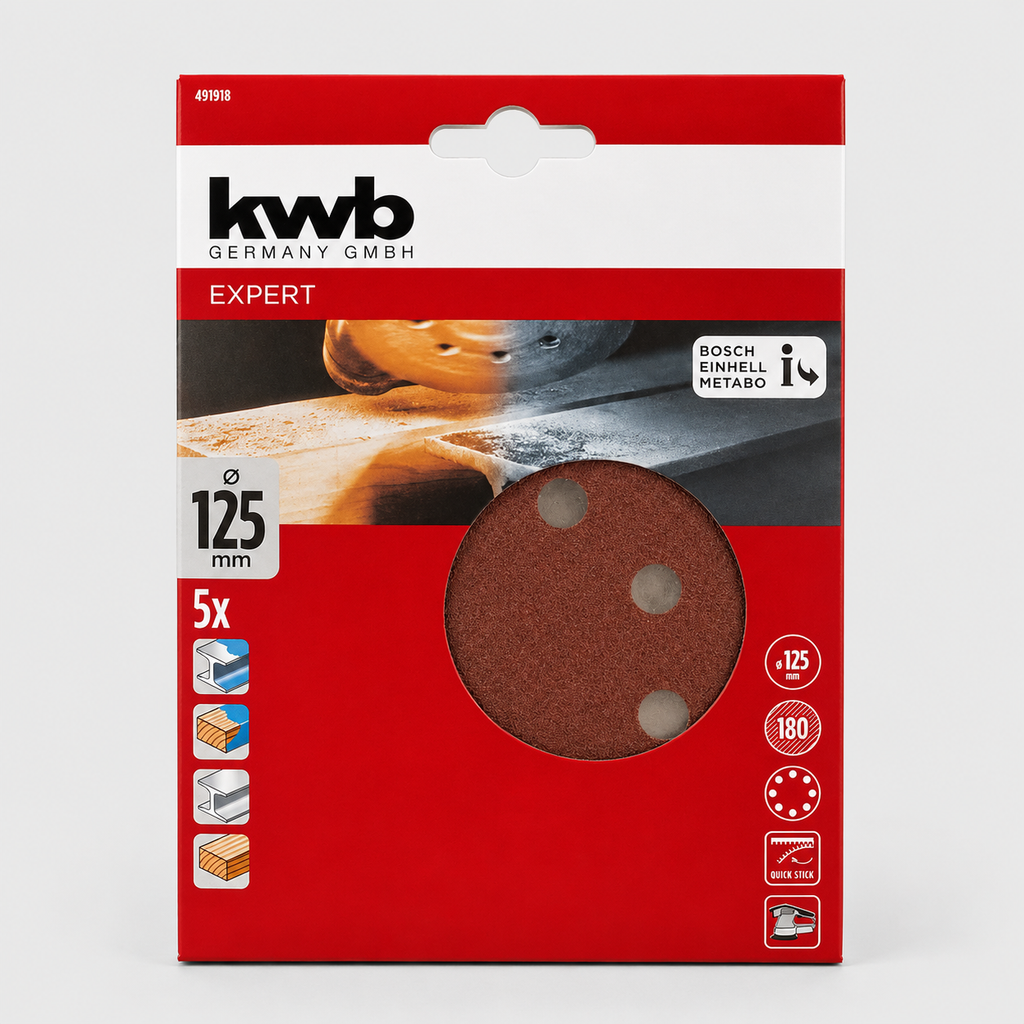 Dischi Abrasivi Quick-Stick Ø 125 mm Grana 180 – Confezione da 5 Pezzi