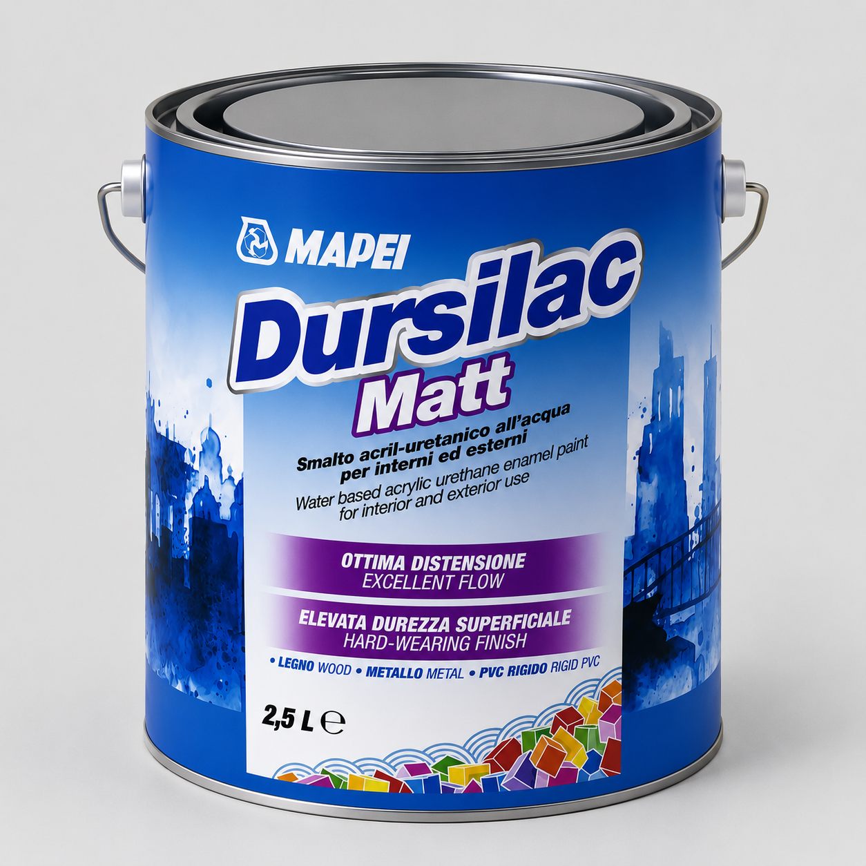Smalto Acril-Uretanico all'Acqua Opaco per Interni ed Esterni DURSILAC MATT 2,5Litri