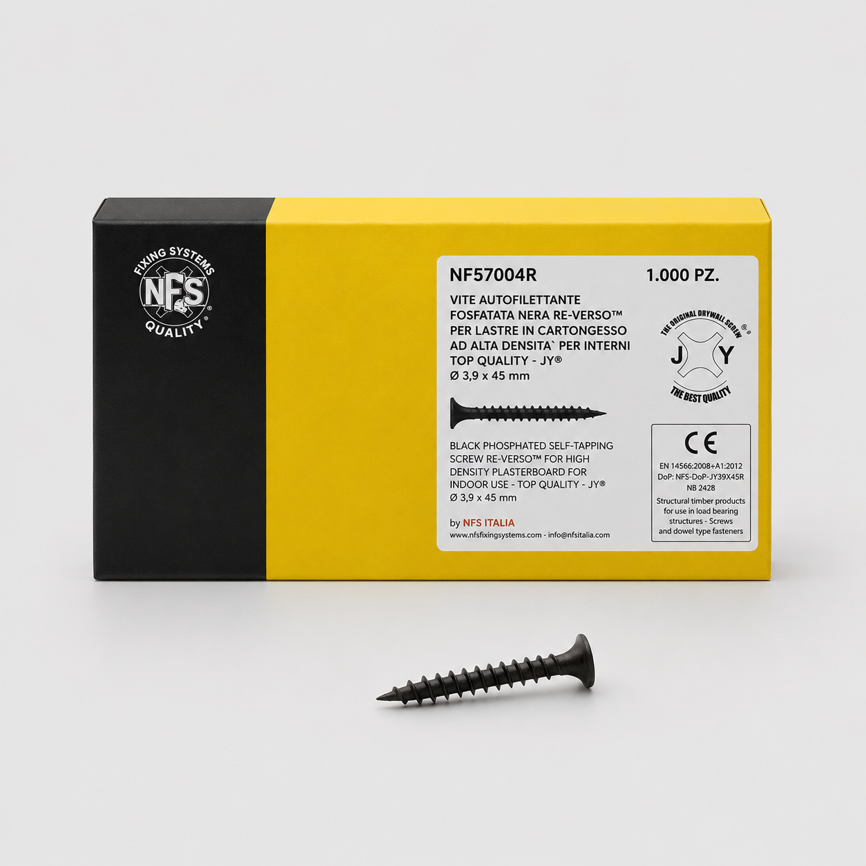 Vite autofilettante fosfatasi nera RE-VERSO™ JY® per lastre cartongesso alta densità 3,9 x 45 mm