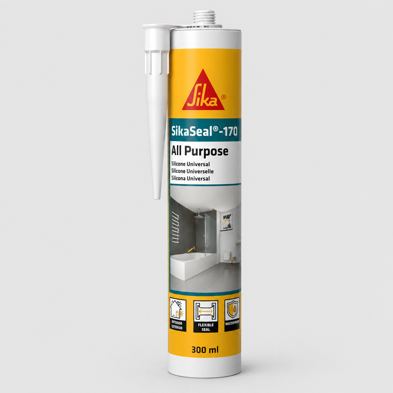 Sigillante Siliconico Acetico per Sanitari e Applicazioni Edili SikaSeal®-170 Trasparente