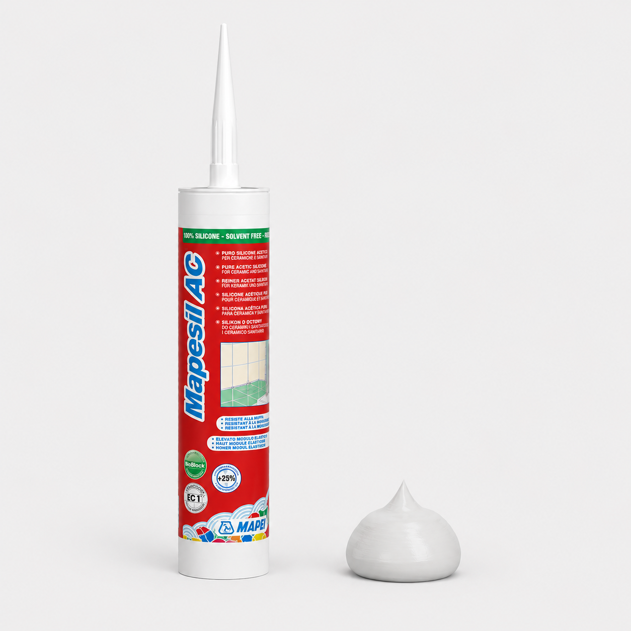 Sigillante Siliconico Acetico Antimuffa ad Alta Elasticità Mapei Mapesil AC - 111 Grigio argento