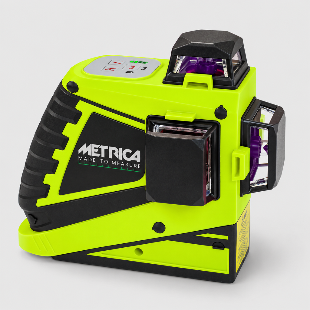 Livella Laser Verde 3D 360° Metrica Green Junior 61415MPLUS con 3 Piani Laser, Telecomando e 2 Batterie