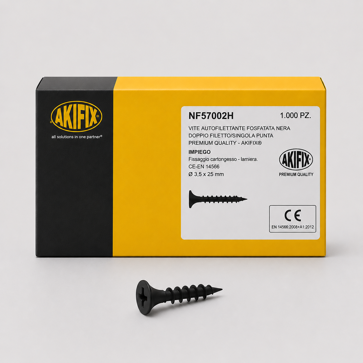 Vite autofilettante fosfatata nera  JY® doppio filetto  3,5x 25 mm
