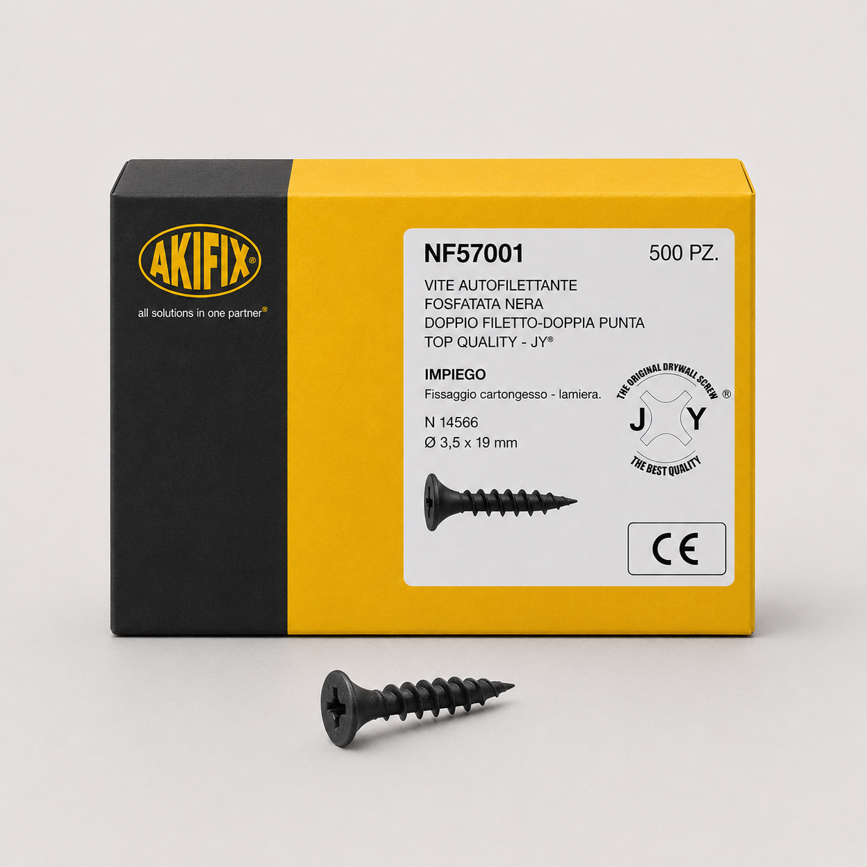 Vite autofilettante fosfatata nera  JY® doppio filetto  3,5x 19 mm