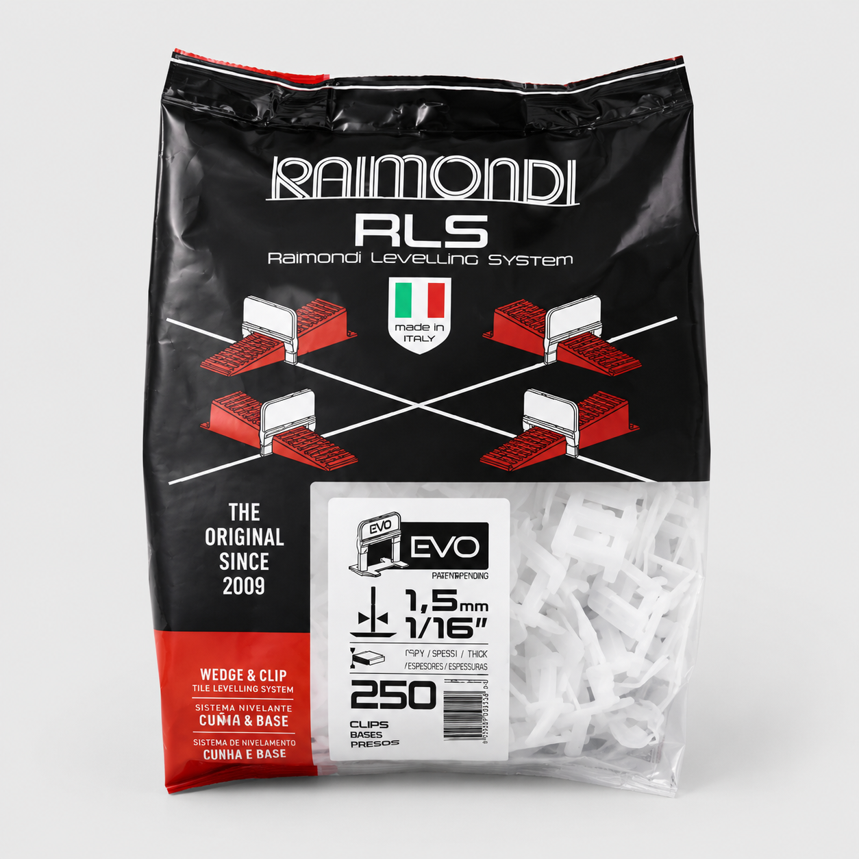 Basi EVO Raimondi – Basi per sistema livellante a cuneo per piastrelle 1,5mm 250pezzi