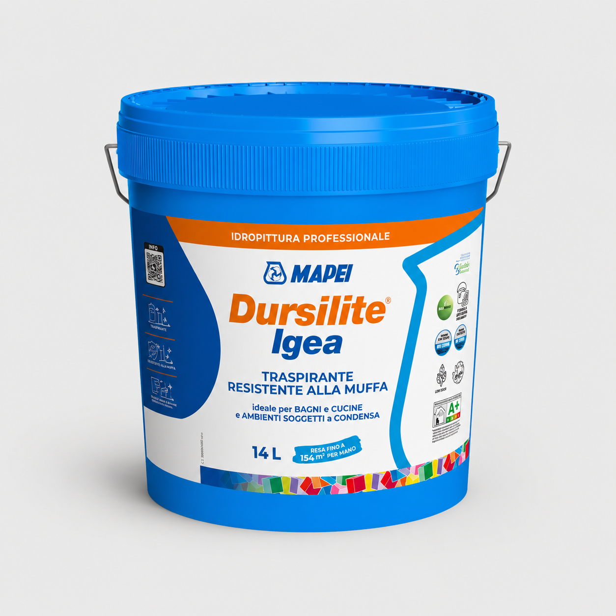 Idropittura traspirante antimuffa Mapei DURSILITE IGEA 14Litri