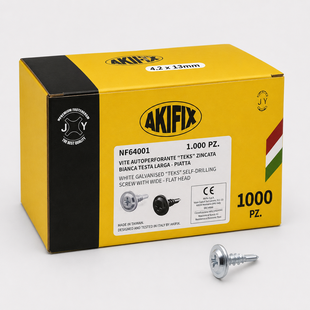 Vite autoperforante testa larga piatta zincata 4,3 x 13 mm