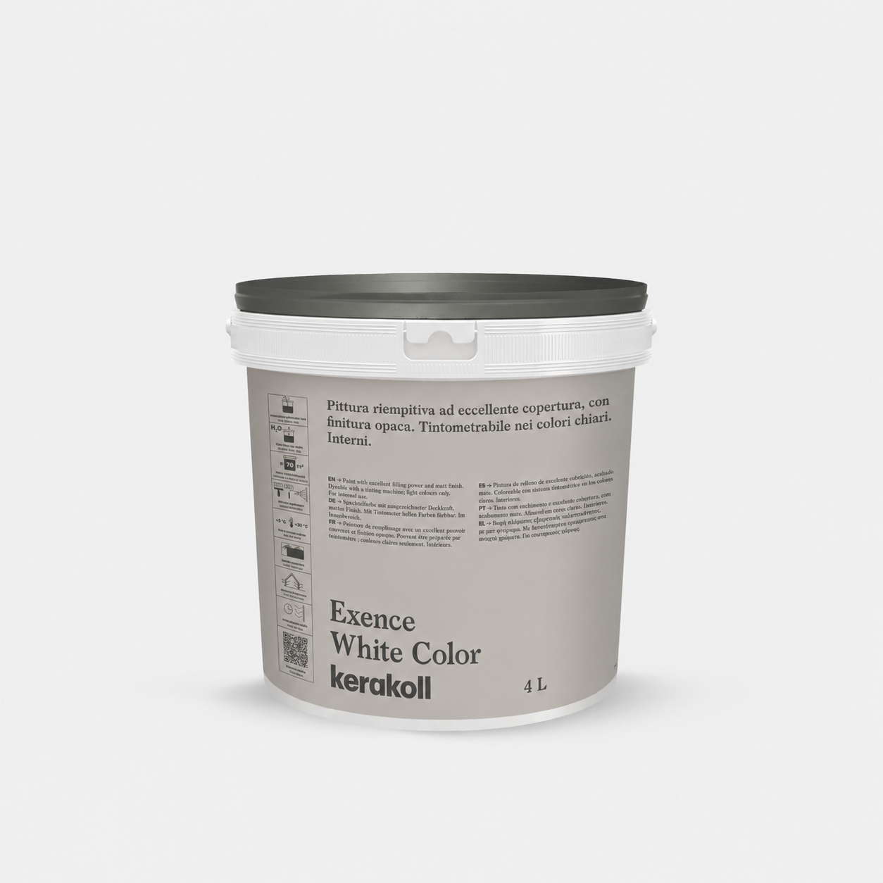 Pittura minerale supercoprente ad alta luminosità Exence White Color 4Litri