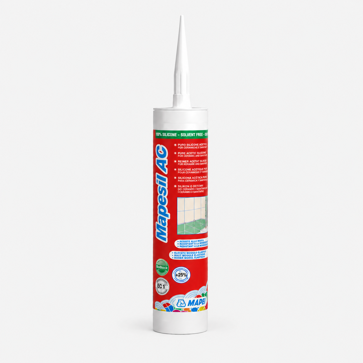 Sigillante Siliconico Acetico Antimuffa ad Alta Elasticità Mapei Mapesil AC - Trasparente