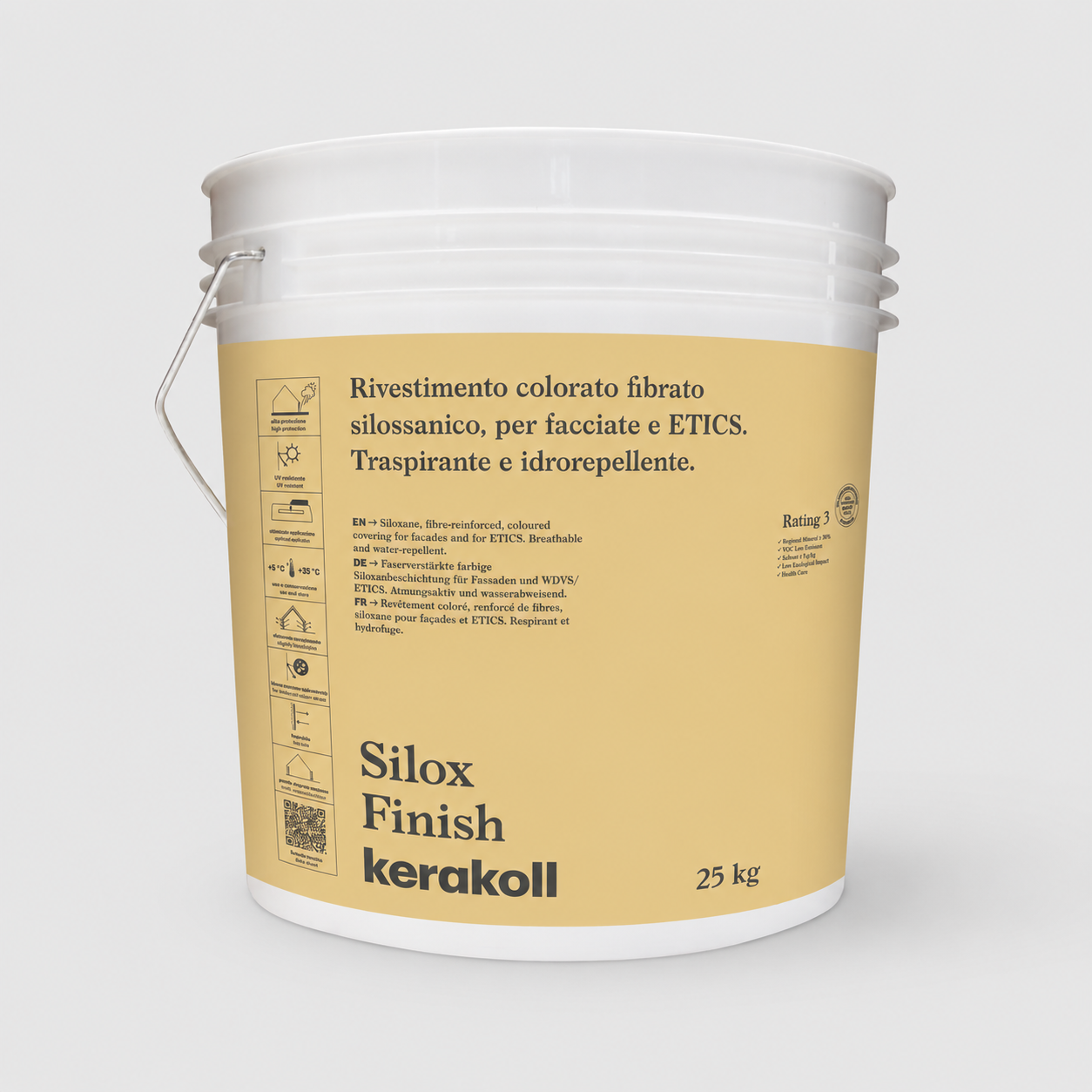 Rivestimento colorato fibrato silossanico per facciate ed ETICS Silox Finish 25Kg