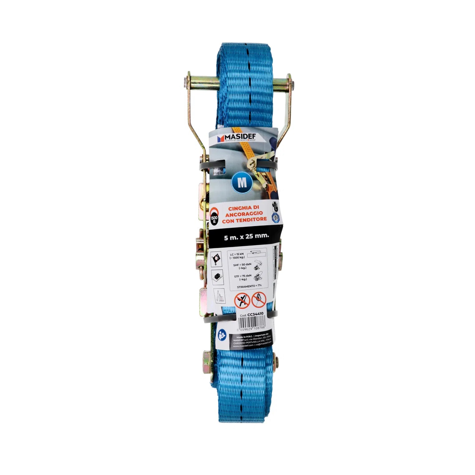 Cinghia di Ancoraggio con Tenditore 5 m x 27 mm - Portata 1.500 kg