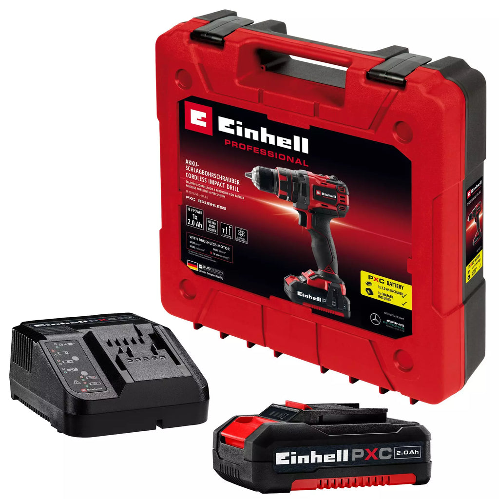 Trapano Avvitatore a Percussione Brushless 18V EINHELL PROFESSIONAL TP-CD 18/60 Li-i BL (1x2,0Ah)