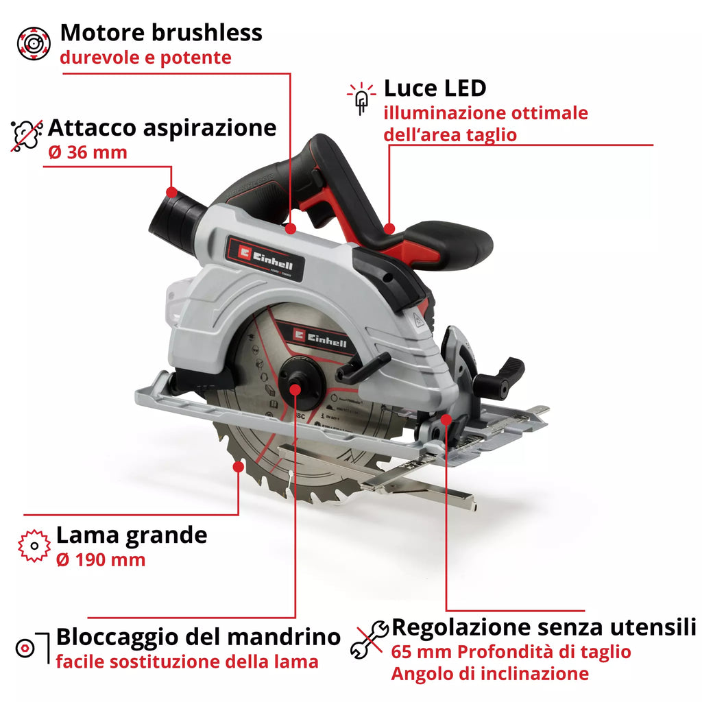Sega Circolare Brushless 18V EINHELL PROFESSIONAL TP-CS 18/190 Li BL-Solo