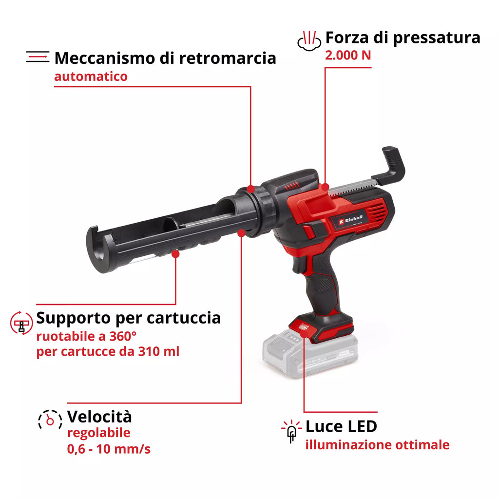 Pistola per Silicone e Sigillanti 18V EINHELL TE-SG 18/10 Li-Solo