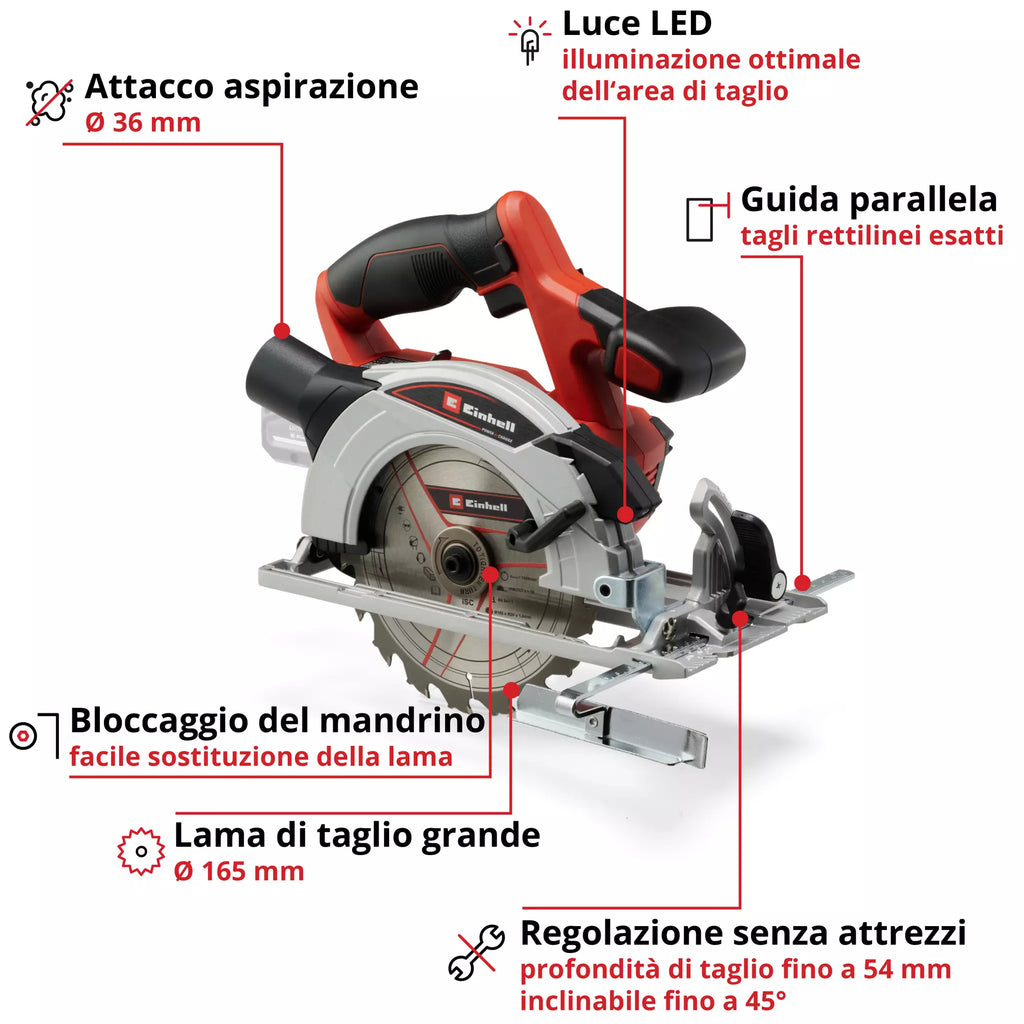 Sega Circolare a Batteria 18V EINHELL TE-CS 18/165-1 Li-Solo