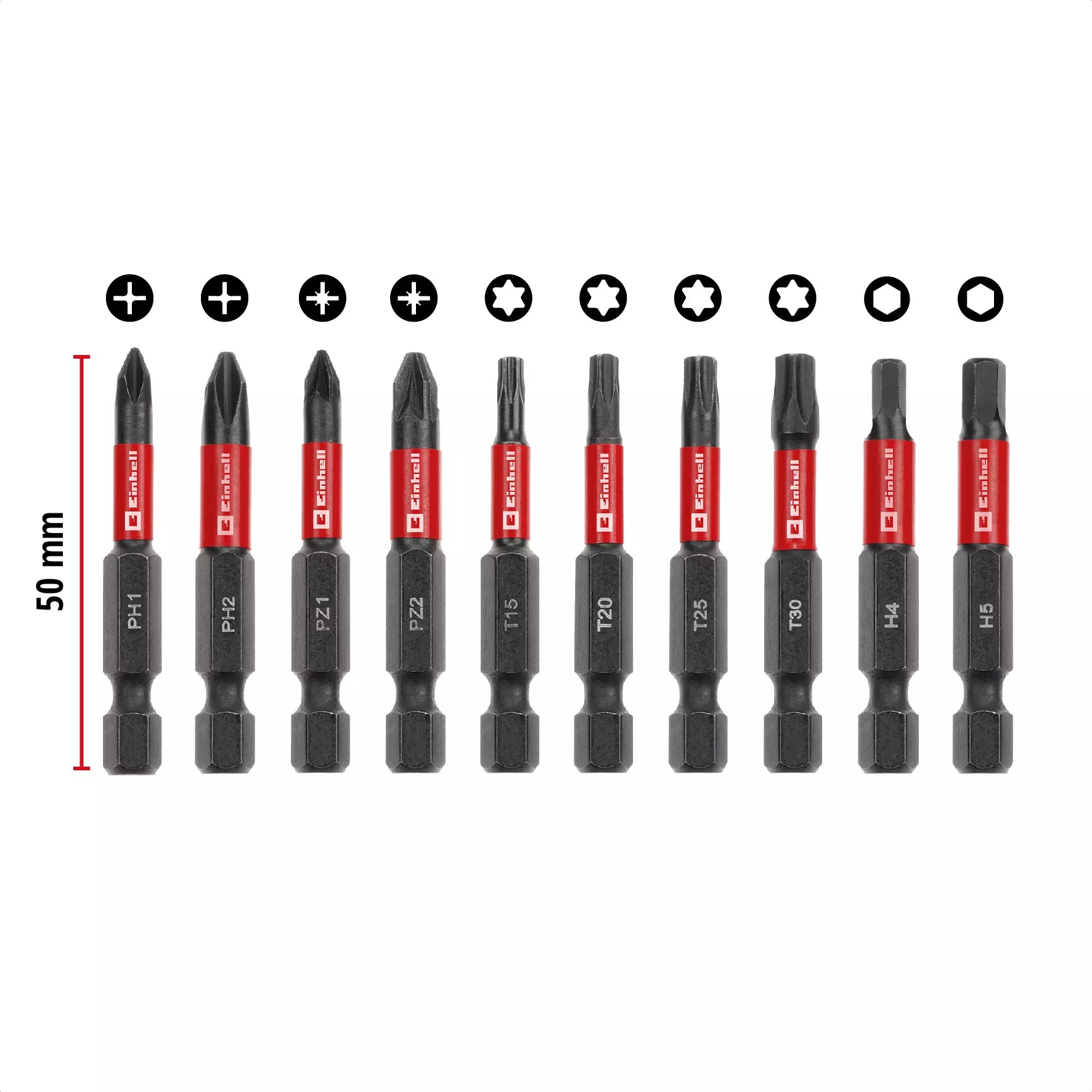 Set 10 Inserti Impact Professionali EINHELL PROFESSIONAL IMPACT BIT SET 50 MM