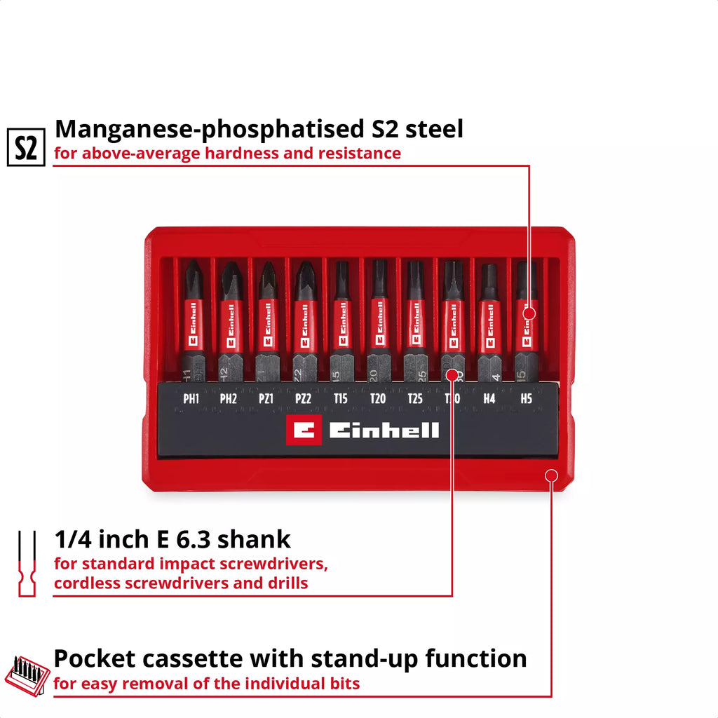 Set 10 Inserti Impact Professionali EINHELL PROFESSIONAL IMPACT BIT SET 50 MM