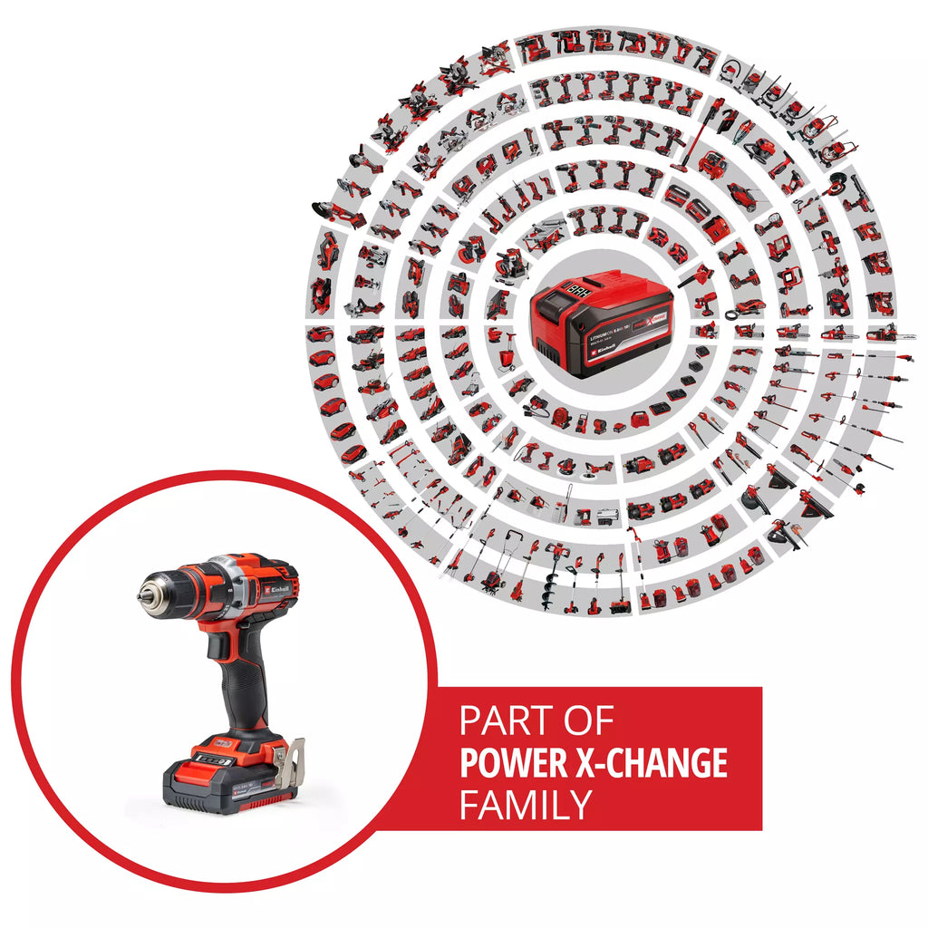 Trapano Avvitatore a Batteria con Kit Accessori EINHELL TE-CD 18/40 Li +69 (2x2,0 Ah)