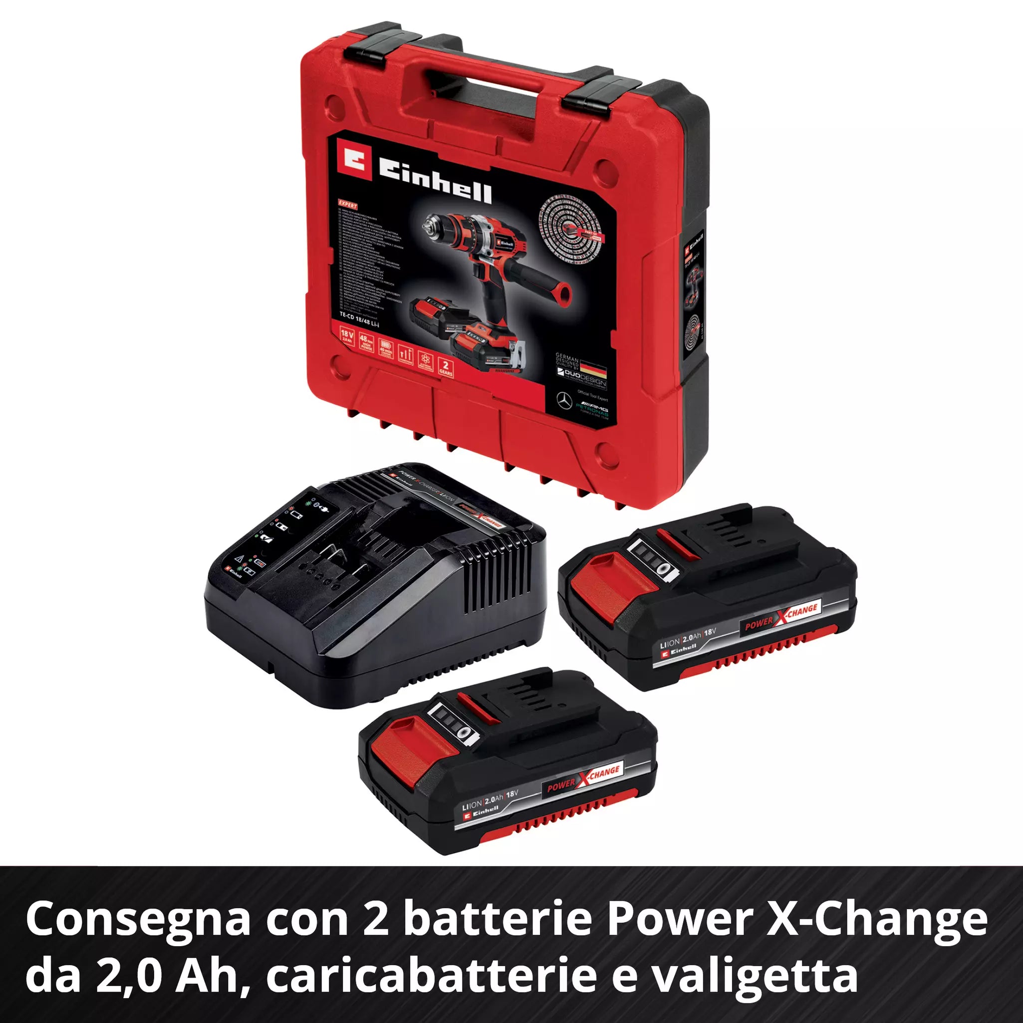 Trapano Avvitatore a Percussione 18V EINHELL TE-CD 18/48 Li-i (2x2,0 Ah)