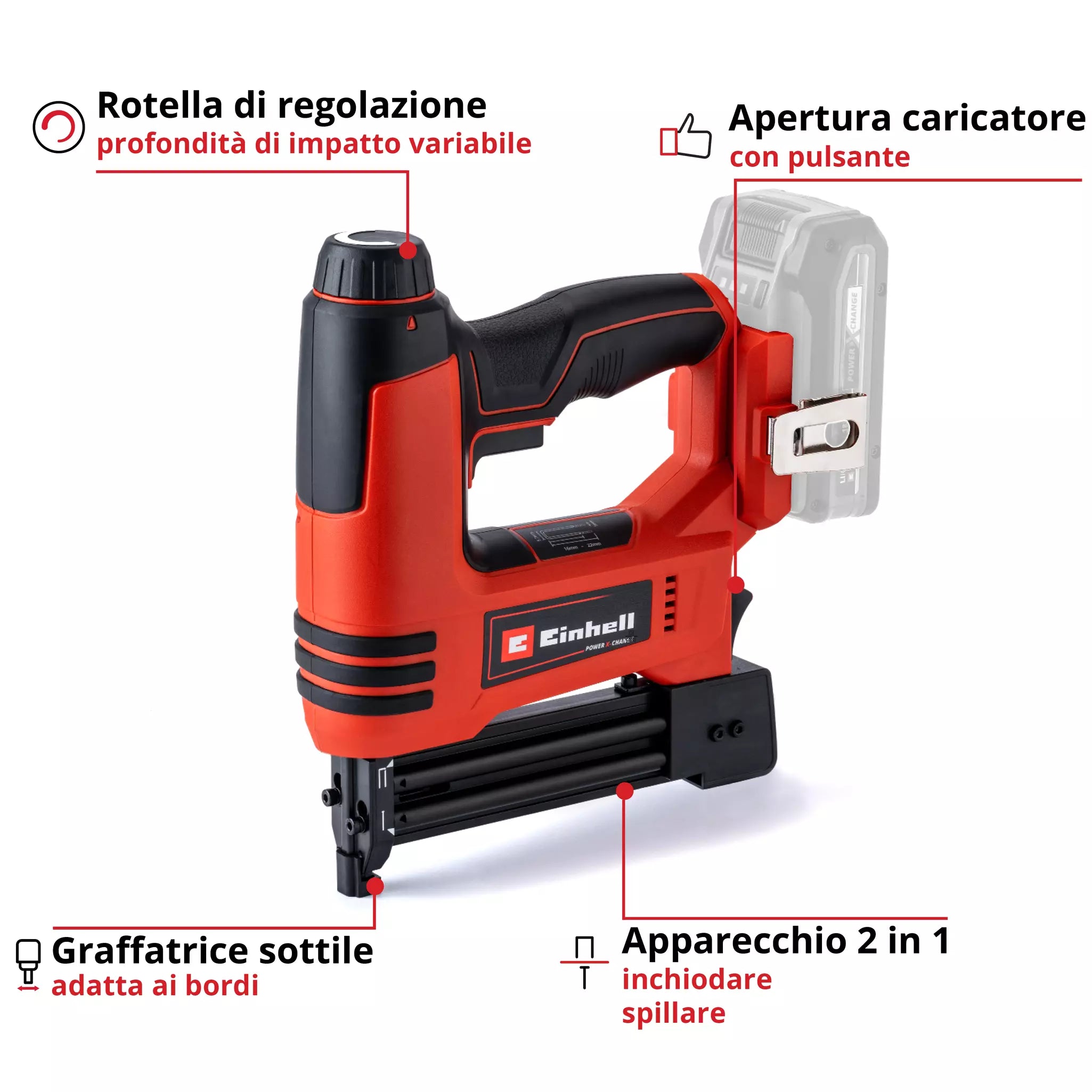 Chiodatrice e graffatrice Einhell a BATTERIA TE-CN 18 LI-SOLO – 18V POWER X-CHANGE