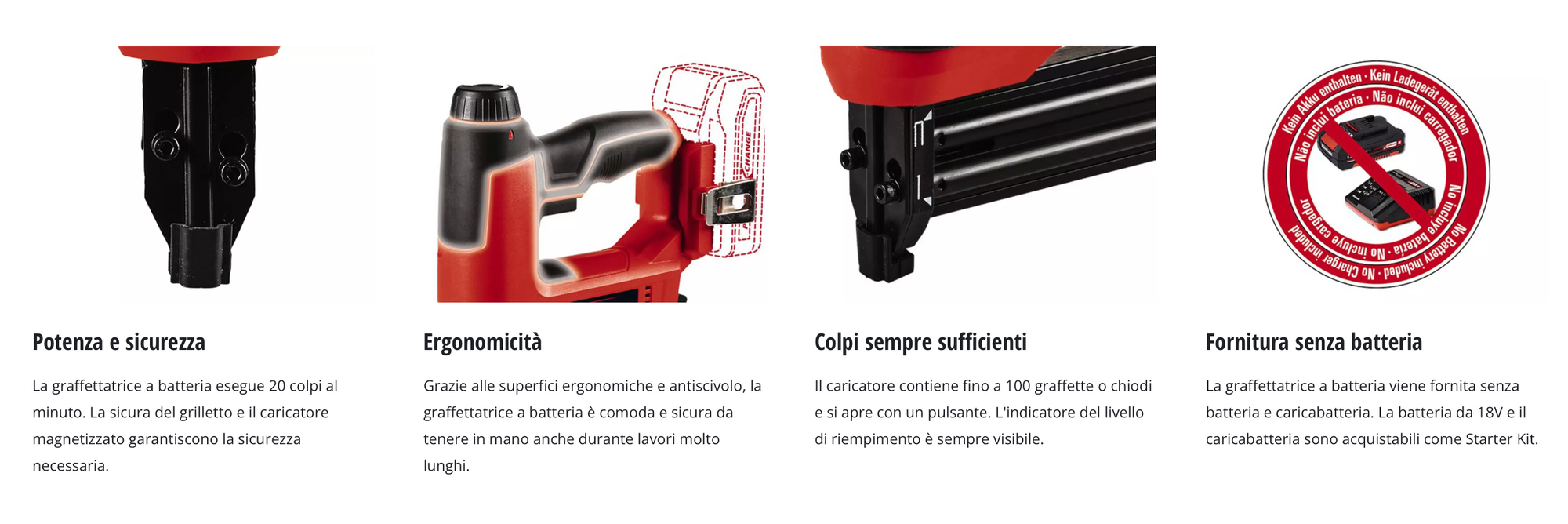 Chiodatrice e graffatrice Einhell a BATTERIA TE-CN 18 LI-SOLO – 18V POWER X-CHANGE