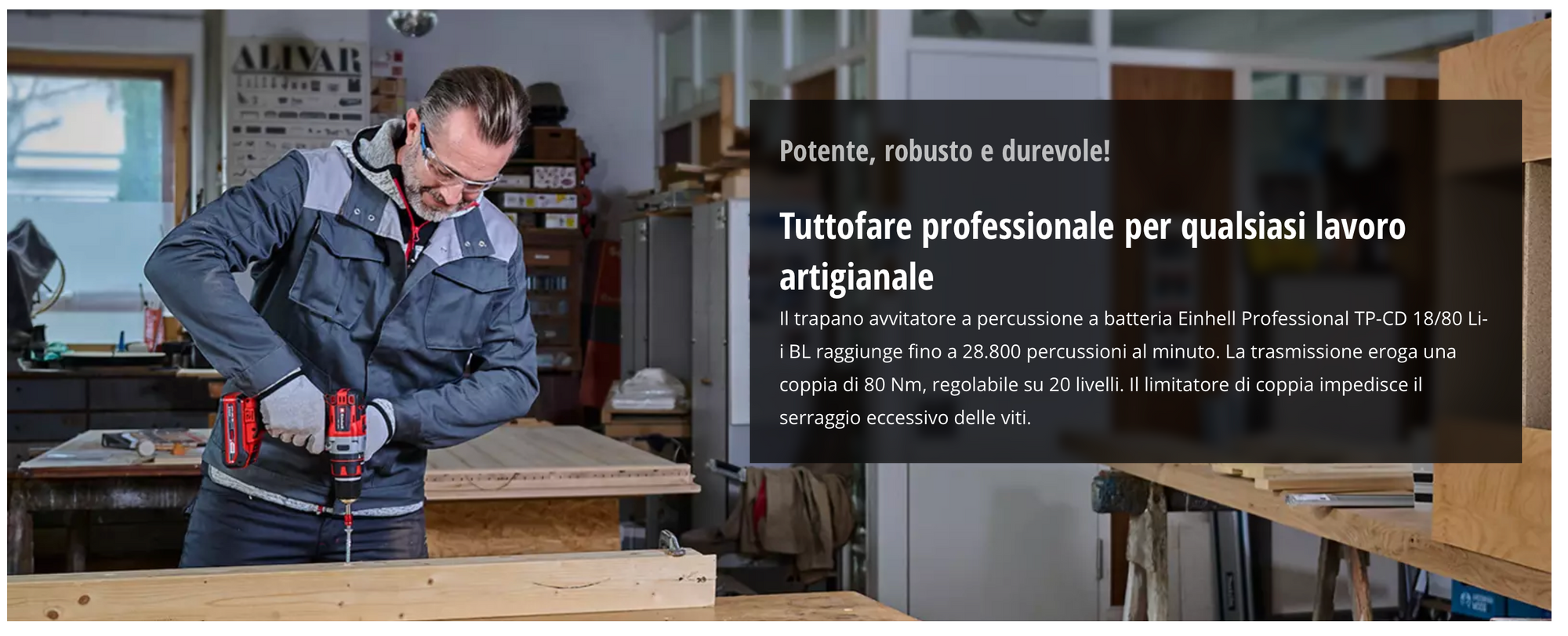 Trapano Avvitatore a Percussione Brushless 18V EINHELL PROFESSIONAL TP-CD 18/80 Li-i BL-Solo