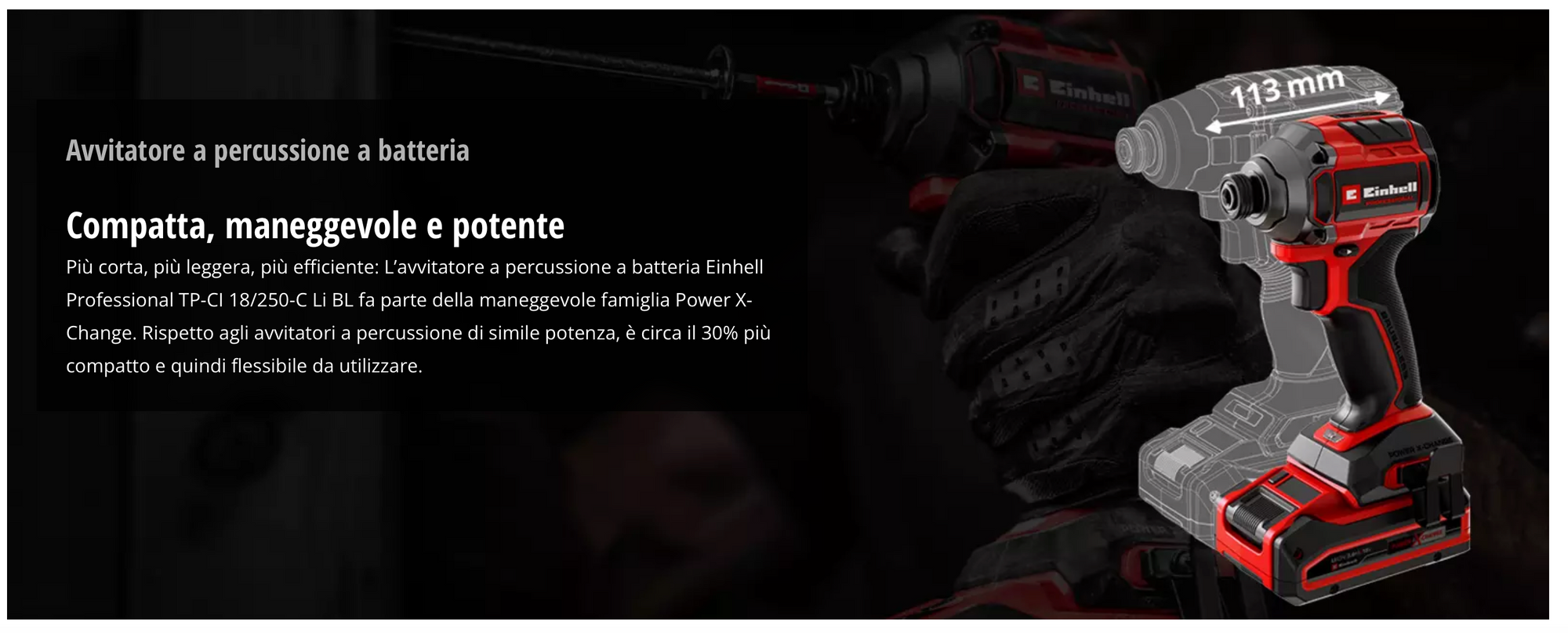 Avvitatore a Impulsi Brushless 18V EINHELL PROFESSIONAL TP-CI 18/250-C Li BL-Solo