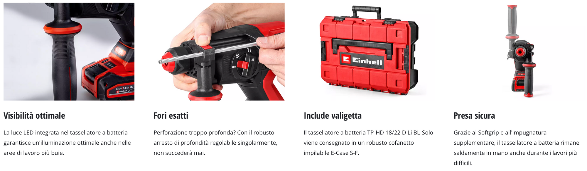 Tassellatore Brushless 18V SDS-Plus EINHELL PROFESSIONAL TP-HD 18/22 D Li BL-Solo
