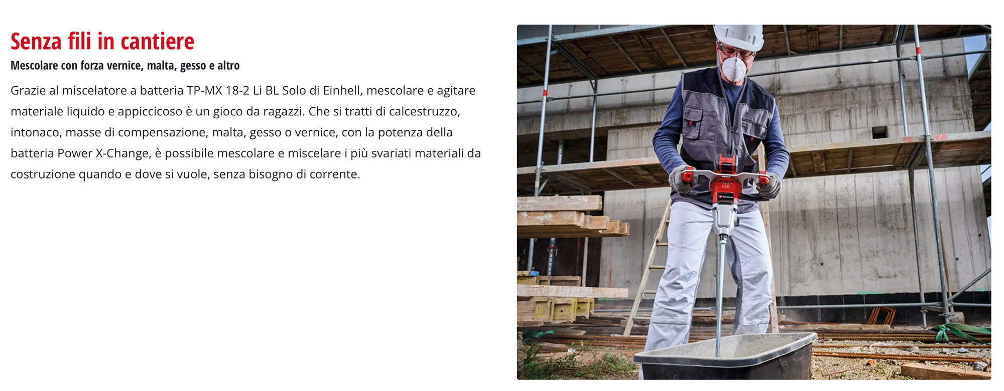 Miscelatore Professionale a Batteria 18V EINHELL PROFESSIONAL TP-MX 18-2 Li BL-Solo