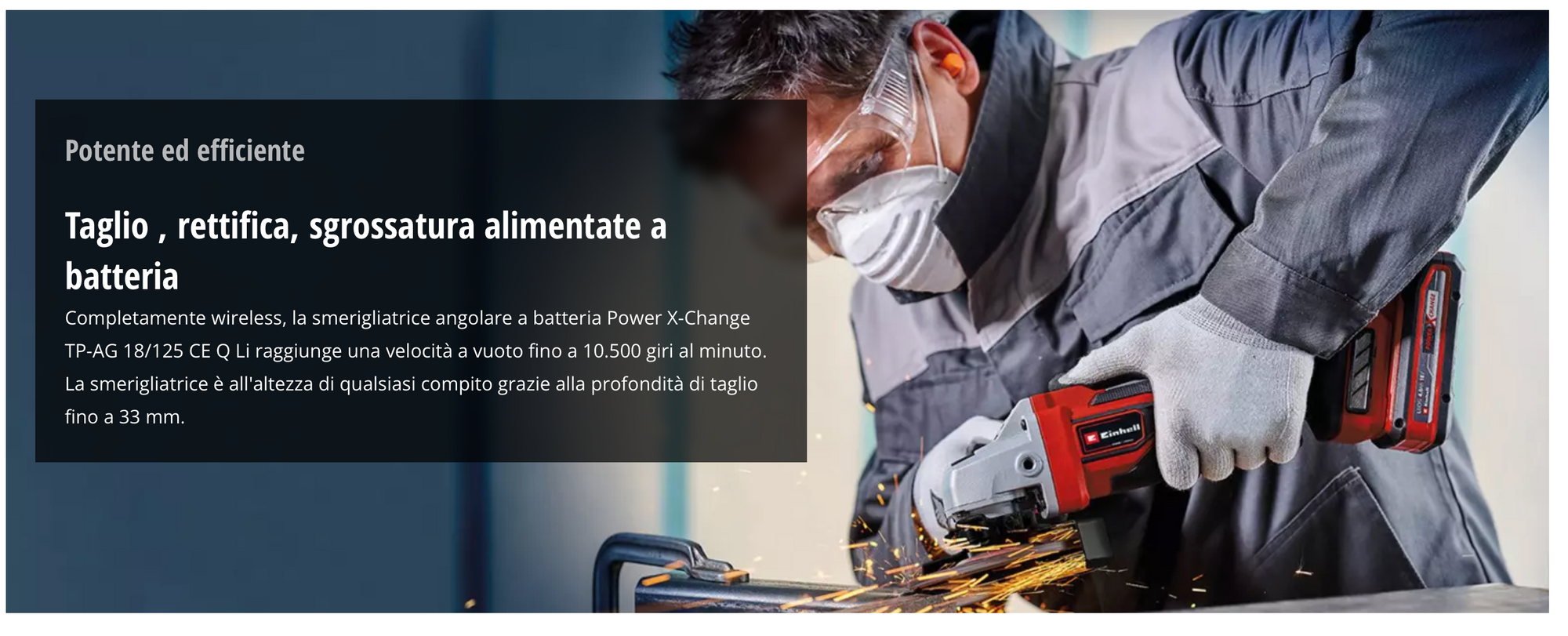 Smerigliatrice Angolare Brushless 18V EINHELL PROFESSIONAL TP-AG 18/125 CE Q Li-Solo