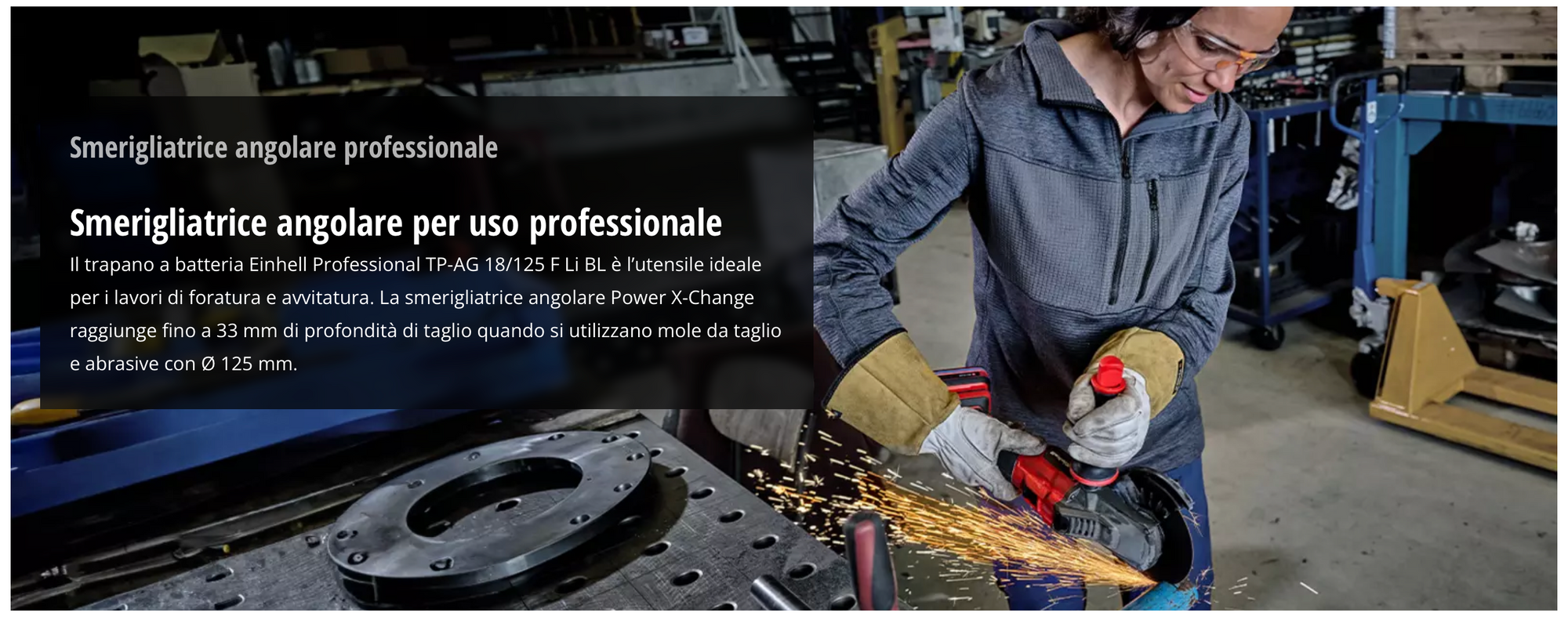 Smerigliatrice Angolare Brushless a Testa Piatta 18V EINHELL PROFESSIONAL TP-AG 18/125 F Li BL-Solo